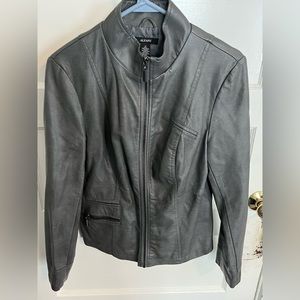 Gray faux leather jacket
